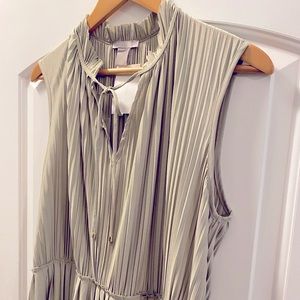Olive Midi Pleated Dress